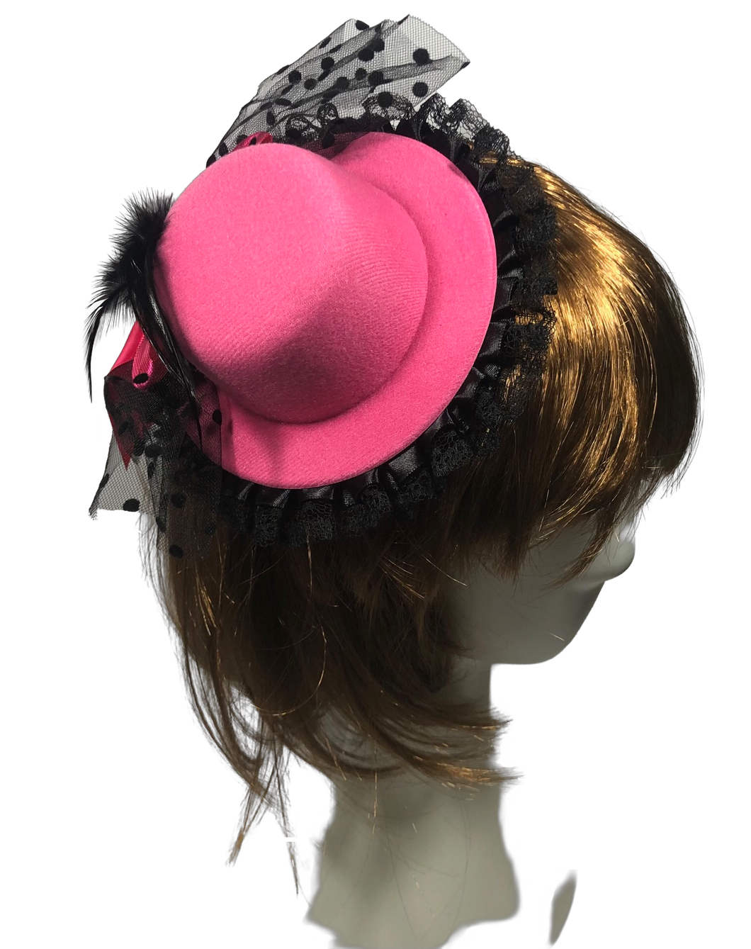 Stunning Pink & Black Hat Fascinator   (FS124)