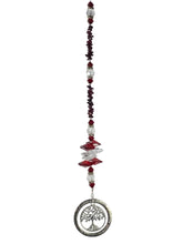 Load image into Gallery viewer, Tree of Life Crystal Suncatcher decorated with garnet gemstones CH50
