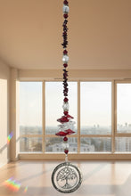 Load image into Gallery viewer, Tree of Life Crystal Suncatcher decorated with garnet gemstones CH50

