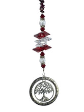 Load image into Gallery viewer, Tree of Life Crystal Suncatcher decorated with garnet gemstones CH50
