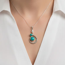 Load image into Gallery viewer, Turquoise snake sterling silver pendant PN56
