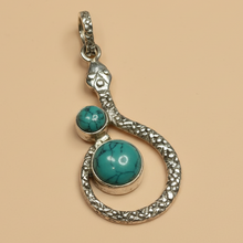 Load image into Gallery viewer, Turquoise snake sterling silver pendant PN56
