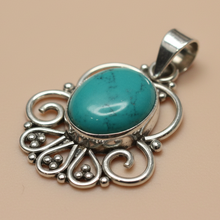 Load image into Gallery viewer, Turquoise sterling silver pendant PN43
