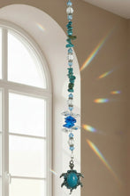Load image into Gallery viewer, Turtle Crystal Suncatcher decorated with turquoise gemstones CH35

