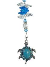 Load image into Gallery viewer, Turtle Crystal Suncatcher decorated with turquoise gemstones CH35
