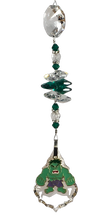 Load image into Gallery viewer, Hulk - Marvel crystal suncatcher, decorated with 50mm Starburst crystal and malachite gemstone.

