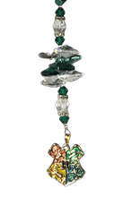 Load image into Gallery viewer, Harry Potter - Hogwarts suncatcher, decorated with malachite gemstone
