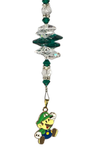 Load image into Gallery viewer, Mario - Luigi crystal suncatcher, decorated with Malachite gemstone
