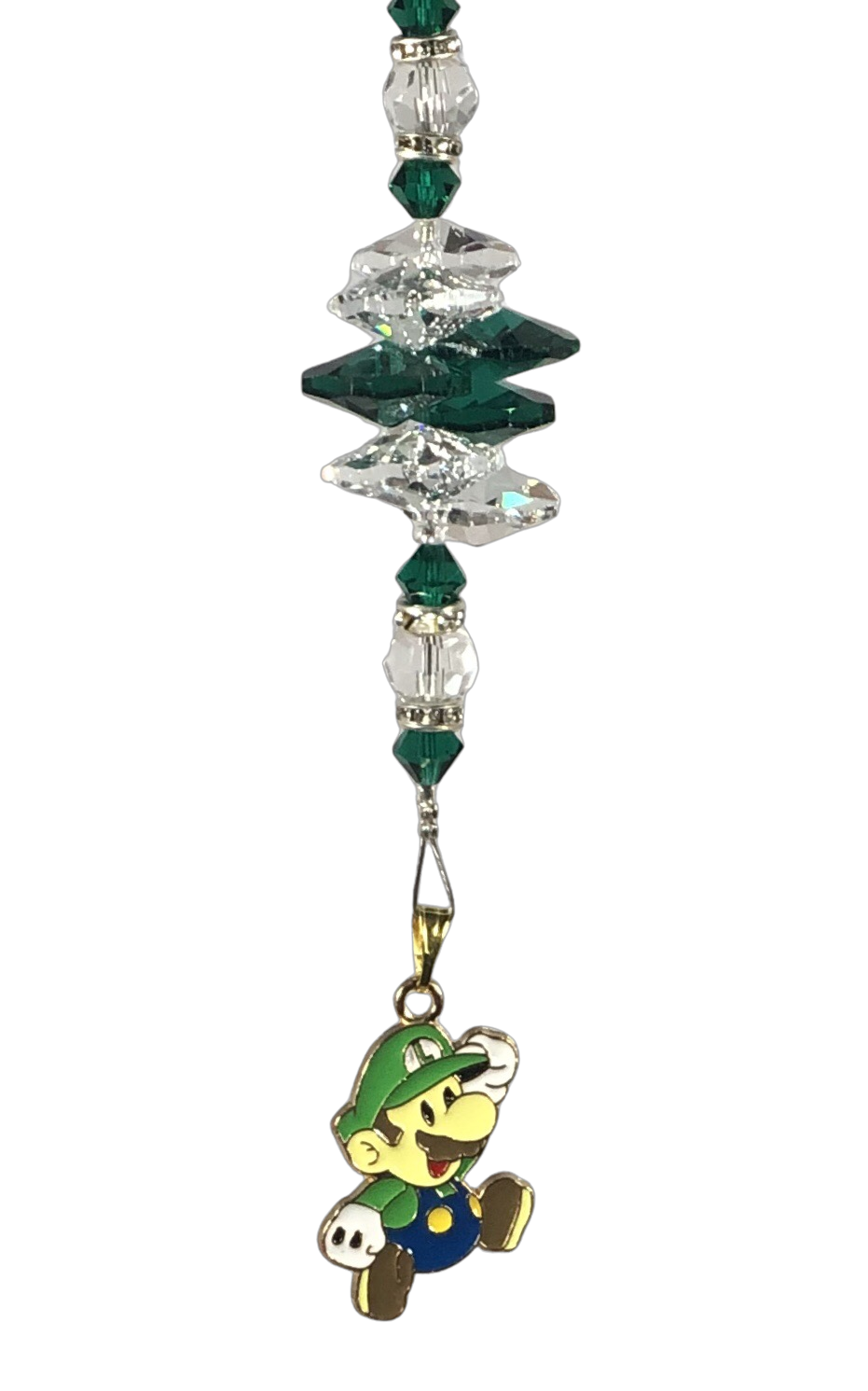 Mario - Luigi crystal suncatcher, decorated with Malachite gemstone