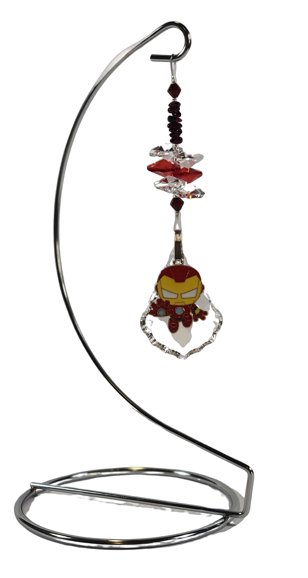 Iron-Man - Marvel crystal suncatcher is decorated with garnet gemstones and come on this amazing stand.