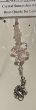 Load image into Gallery viewer, Unicorn Suncatcher decorated with rose quartz gemstones CH238
