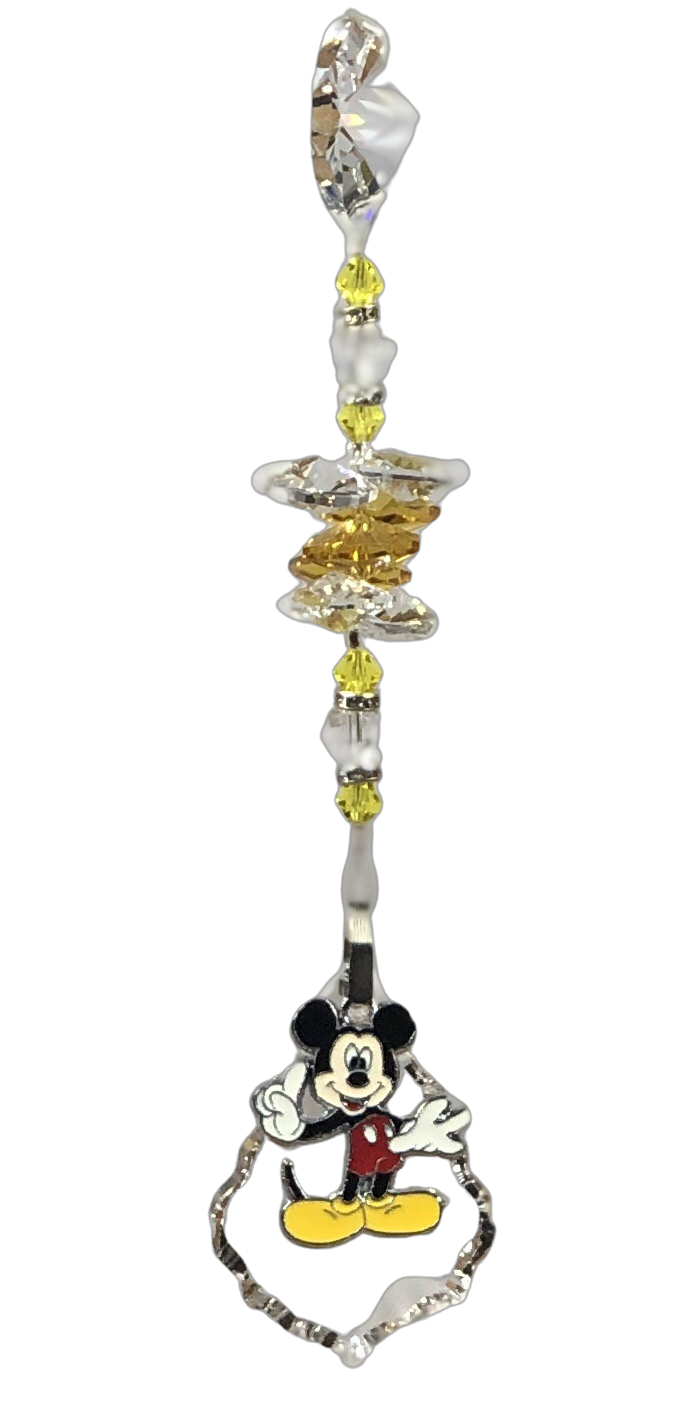 Mickey Mouse crystal suncatcher with citrine gemstones