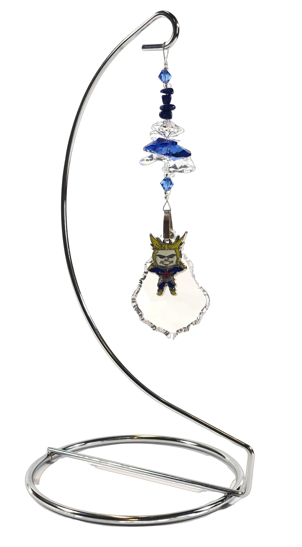 My Hero Anime - All Might crystal suncatcher is decorated with lapis lazuli gemstones and come on this amazing stand.