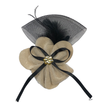 Load image into Gallery viewer, Stunning Beige &amp; Black Fascinator     (FS112)
