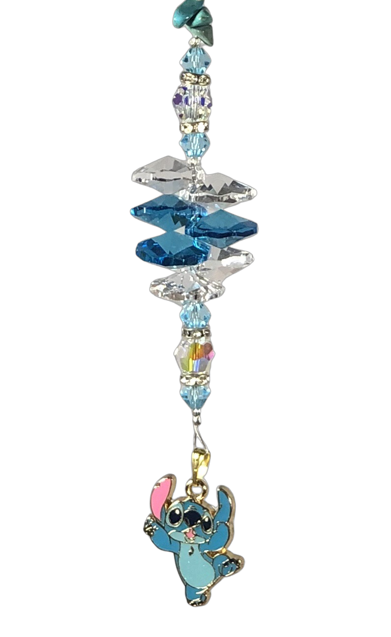 Lilo &  Stitch - Stitch crystal suncatcher, decorated with turquoise gemstone