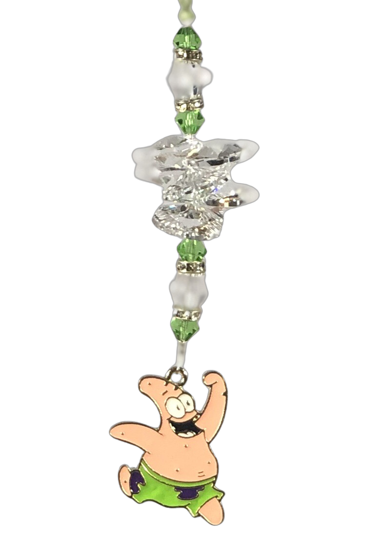 Sponge Bob Patrick - crystal suncatcher, decorated with peridot gemstone