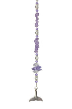 Load image into Gallery viewer, Whale Tail Crystal Suncatcher decorated with amethyst gemstones CH38

