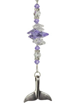 Load image into Gallery viewer, Whale Tail Crystal Suncatcher decorated with amethyst gemstones CH38
