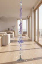Load image into Gallery viewer, Whale Tail Crystal Suncatcher decorated with amethyst gemstones CH38

