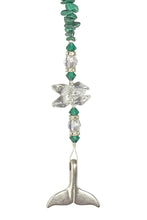 Load image into Gallery viewer, Whale Tail Crystal Suncatcher decorated with amethyst gemstones CH38
