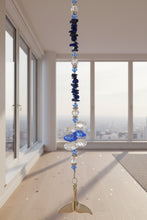 Load image into Gallery viewer, Whale Tail Crystal Suncatcher decorated with amethyst gemstones CH38
