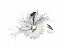Load image into Gallery viewer, Stunning Ivory &amp; Black Feather Fascinator      (FS061)
