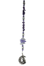 Load image into Gallery viewer, Wolf Crystal Suncatcher decorated with amethyst gemstones CH26
