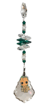 Load image into Gallery viewer, Guardians of the Galaxy - Groot crystal suncatcher, decorated with 50mm Starburst crystal and malachite gemstone.
