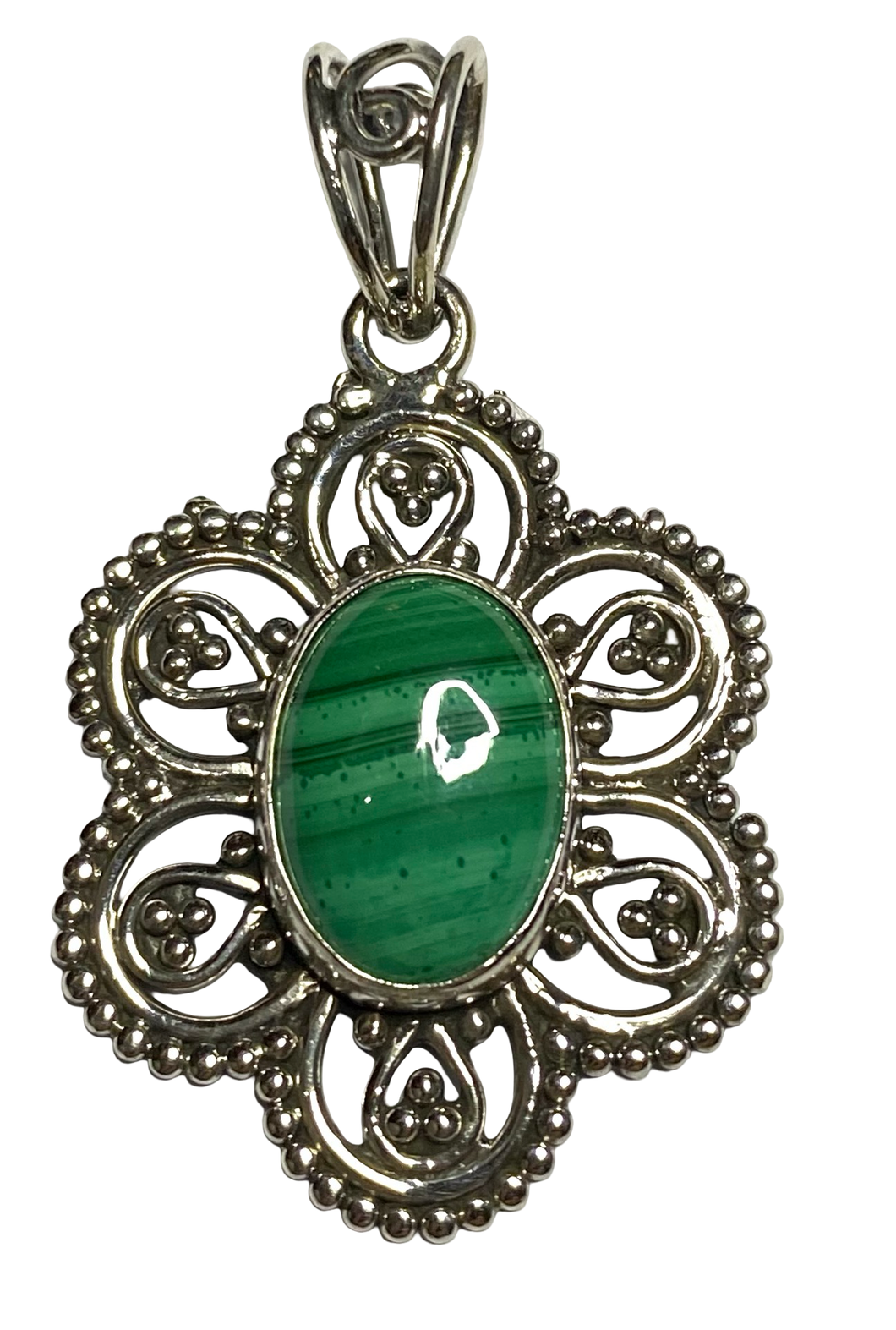 Malachite sterling silver pendant PN79