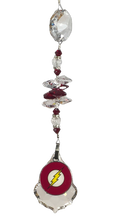 Load image into Gallery viewer, The Flash DC comics - crystal suncatcher, decorated with 50mm starburst crystal and garnet gemstone
