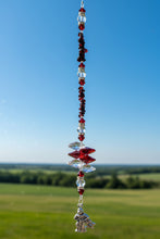 Load image into Gallery viewer, Zodiac Aquarius Crystal Suncatcher decorated with garnet gemstones CH196
