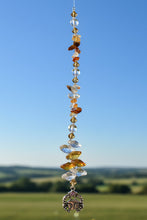 Load image into Gallery viewer, Zodiac Cancer Crystal Suncatcher decorated with carnelian gemstones CH175
