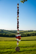 Load image into Gallery viewer, Zodiac Leo Crystal Suncatcher decorated with garnet gemstones CH180
