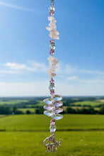 Load image into Gallery viewer, Zodiac Taurus Crystal Suncatcher decorated with rose quartz gemstones CH223
