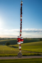 Load image into Gallery viewer, Zodiac Libra Crystal Suncatcher decorated with rose quartz gemstones CH185
