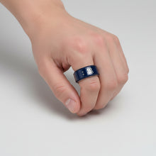 Load image into Gallery viewer, Fidget ring - black spinner with butterflies. Sizes 6, 6, 8, 9, 10, 11, 12, 13.   (FR26)
