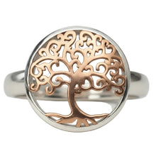 Load image into Gallery viewer, Rose Gold plated 2 tone Tree of life rings  sizes  4, 5, 6, 7, 8, 13, 14   (AS01)
