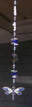 Load and play video in Gallery viewer, Dragonfly crystal suncatcher decorated with blue lace gemstones.
