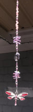 Load and play video in Gallery viewer, Dragonfly crystal suncatcher is decorated with rose quartz gemstones.
