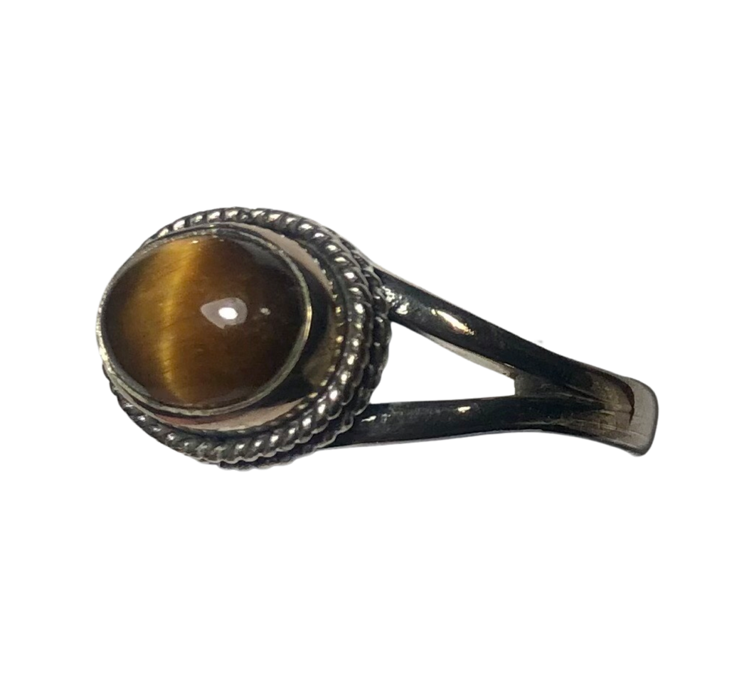 Tigers Eye sterling silver ring size 9  (DC450)