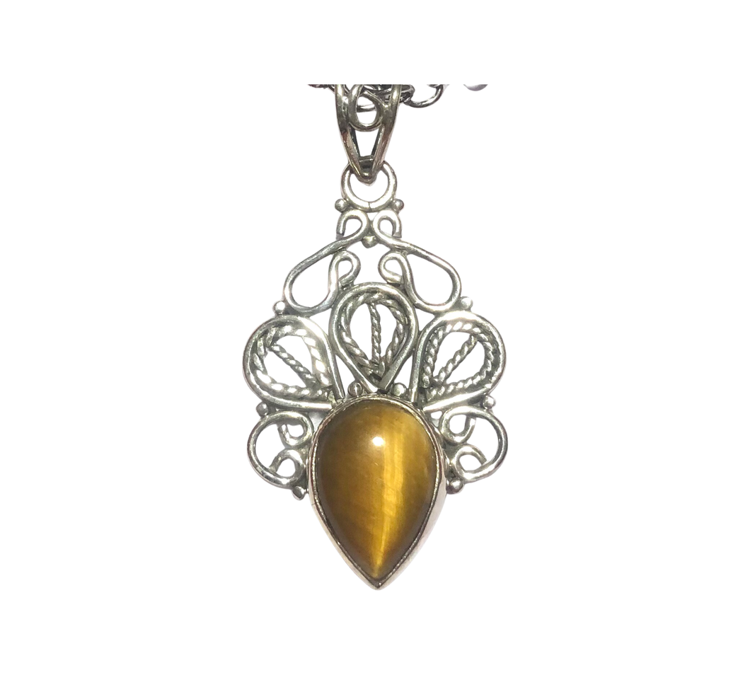 Tigers Eye Sterling Silver Pendant  (EP54)