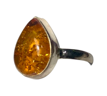 Load image into Gallery viewer, Amber Sterling silver ring sizes  6, 9   (DC23)
