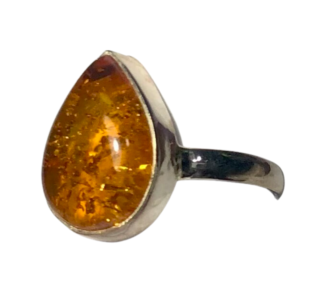 Amber Sterling silver ring sizes  6, 9   (DC23)