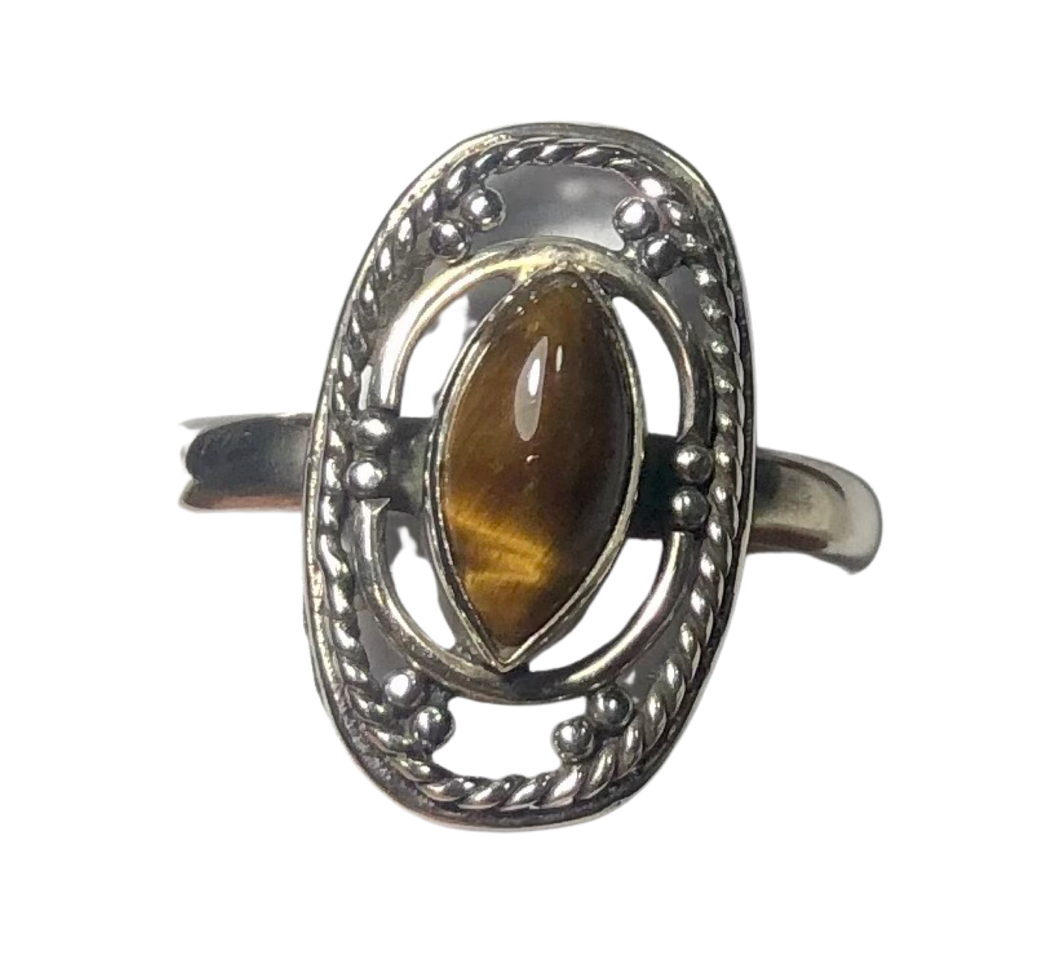 Tigers Eye sterling silver ring size 9   (DC47)