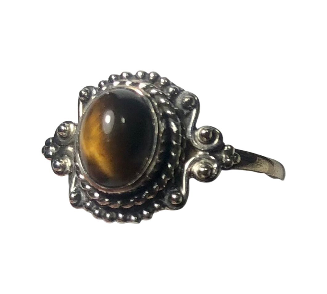 Tigers Eye sterling silver ring size 9   (DC278)