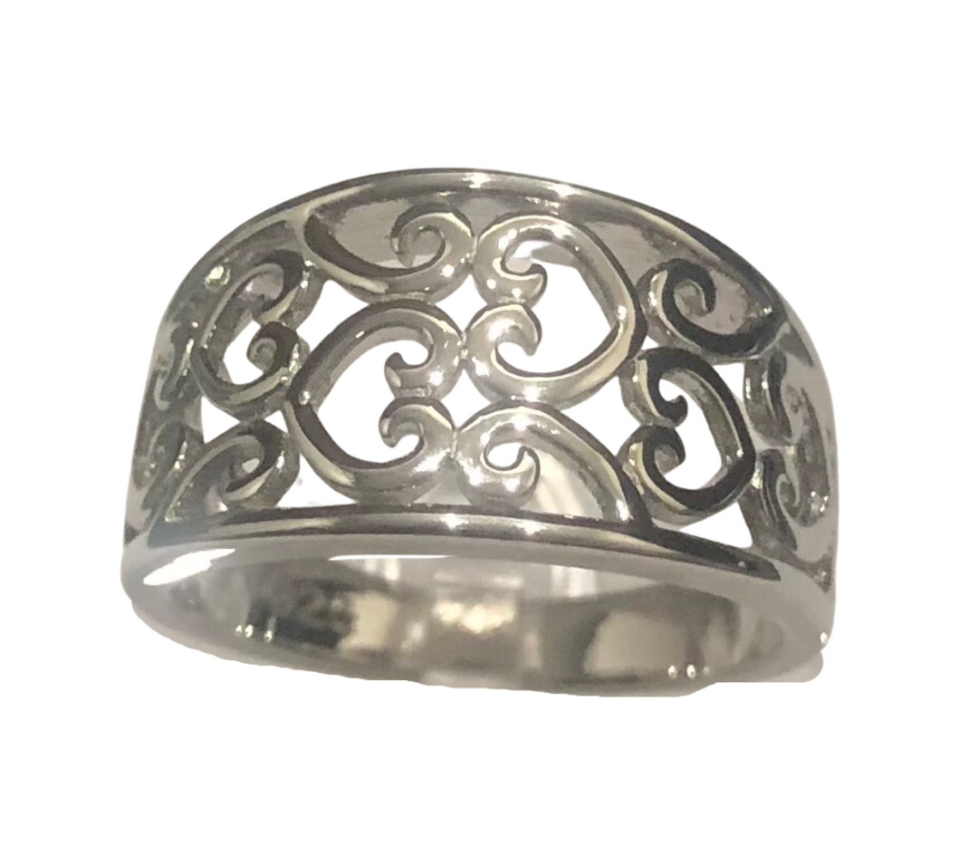 Sterling Silver hearts band ring available in sizes   6, 7, 9 (AS21)  Measures approx. 12mm