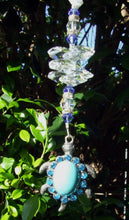 Load image into Gallery viewer, Turtle Blue suncatcher decorated with crystals and blue lace agate gemstones

