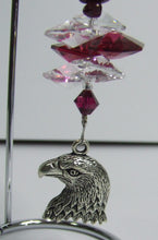 Load image into Gallery viewer, Eagle - red crystal suncatcher is decorated with garnet gemstones and come on this amazing small stand.

