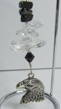 Load image into Gallery viewer, Eagle - black crystal suncatcher is decorated with hematite gemstones and come on this amazing small stand.
