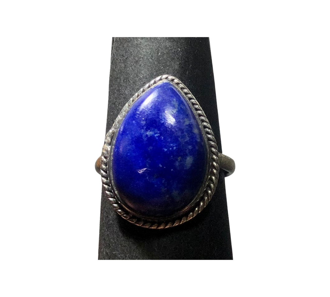 Lapis Lazuli Snake Sterling silver ring sizes  7    (DC14)